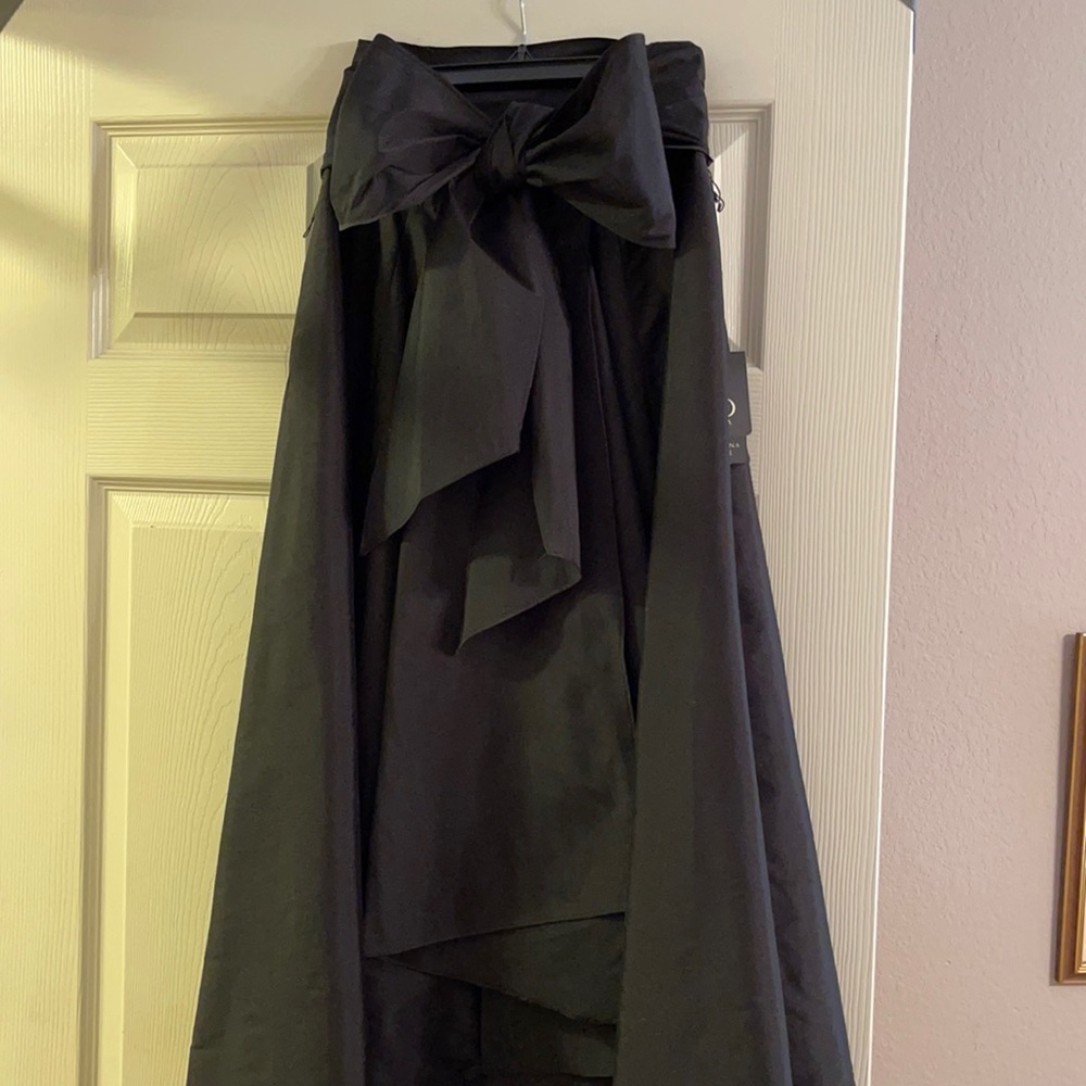 ADRIANNA PAPELL tie waist TAFETTA SKIRT.